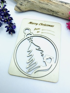 Karte, Weihnachten, Christbaum mit Herz, 1 Stück