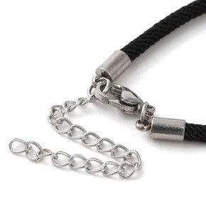 Kordelarmband, 304 Edelstahl, Schwarz, 16,8cm, 1 Stück