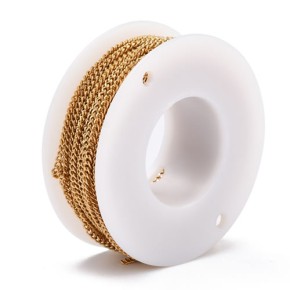 Panzerkette, Gedreht, Gelötet, 2,5x2x0,5mm, 304 Edelstahl, 18K vergoldet. 1 Meter