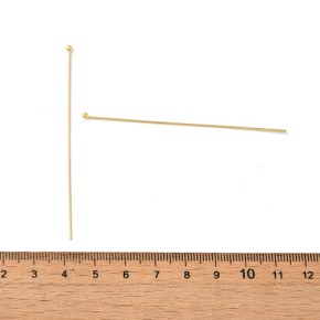 Kugelstift, 304 Edelstahl, 18K vergoldet, 70x0,7mm, 20 Stück