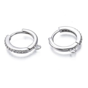 Creolen, Ohrhaken, Cubic Zirkonia, Messing, Platin, 1 Paar