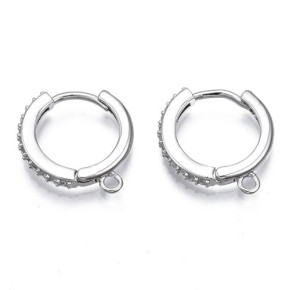 Creolen, Ohrhaken, Cubic Zirkonia, Messing, Platin, 1 Paar