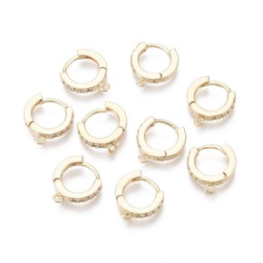 Creolen, Ohrhaken, Cubic Zirkonia, Messing, 18K vergoldet, 1 Paar