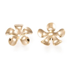 Perlkappe, 316 Edelstahl, Blume, 18K vergoldt, 15/2mm, 10 Stück
