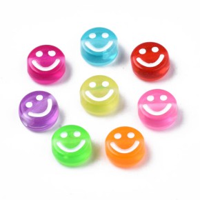 Acrylperlen, Smiley, Farbmix, 30 Stück