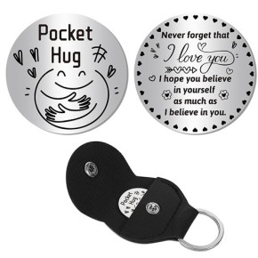 Schlüsselanhänger, Glücksmünze, Pocket Hug, Smiley, 1 Stück