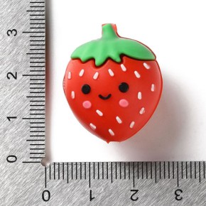 Silikonperle, Erdbeer, 3D, 1 Stück