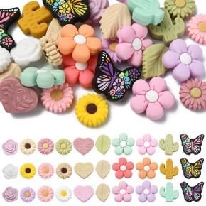Silikonperlen, Set, Flower Set, 10 Stück