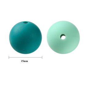 Silikonperle, Rund, Türkis Mix, 12 Stück