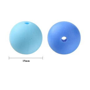 Silikonperle, Rund, Blau Mix, 12 Stück
