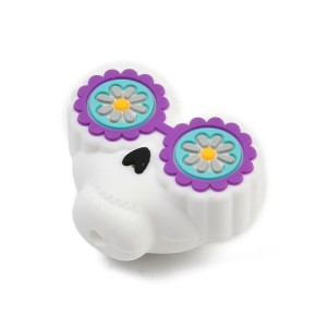 Silikonperle, Totenkopf, 3D, 1 Stück