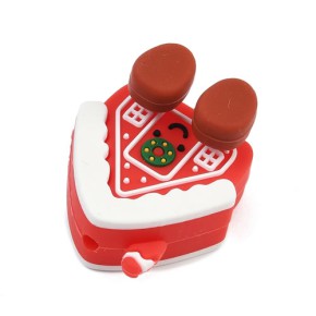 Silikonperle, Weihnachtshäuschen, 3D, 1 Stück