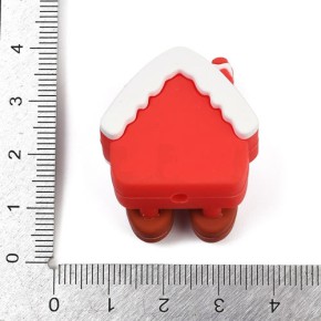 Silikonperle, Weihnachtshäuschen, 3D, 1 Stück