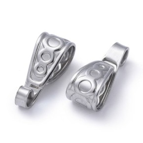 Anhängerschlaufe, 304 Edelstahl, Verziert, 15mm, 1 Stück