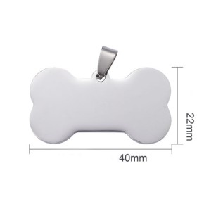 Blanko Tag, Hundeknochen, 40mm, 201 Edelstahl, 1 Stück