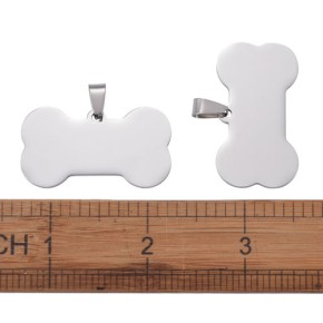 Blanko Tag, Hundeknochen, 40mm, 201 Edelstahl, 1 Stück
