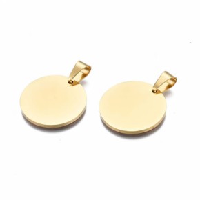 Blanko Tag, Rund, 25x1,5mm, 304 Edelstahl, Golden, 1 Stück