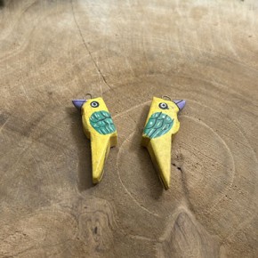 Holzanhänger, Vogel/Papagei, gelb, 1 Stück